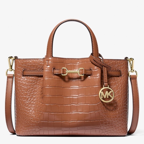 Michael Kors Carson Small Crocodile Embossed Satchel Bag Luggage - Picture 1 of 11